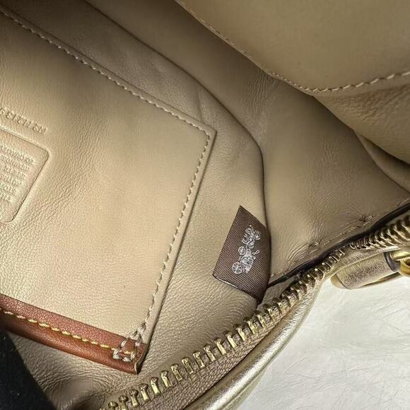 Coach Small Camera Bag With Colorblock Quilting In Gold/Pink Leather NWT C6619 - Picture 10 of 11